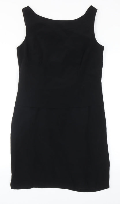 Hannah Hardy Womens Black Acetate Shift Size 12 Round Neck Zip