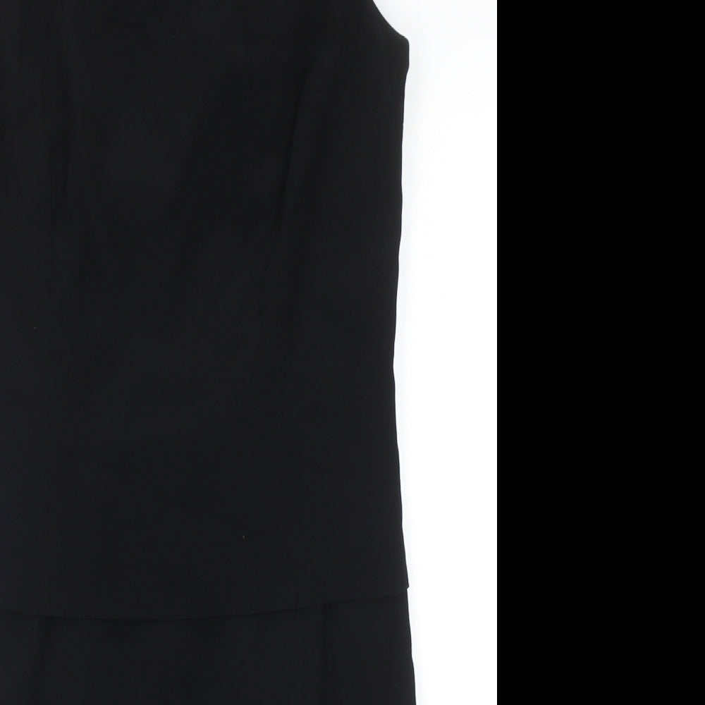 Hannah Hardy Womens Black Acetate Shift Size 12 Round Neck Zip