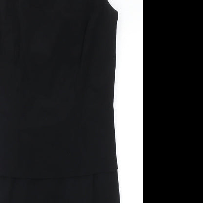 Hannah Hardy Womens Black Acetate Shift Size 12 Round Neck Zip
