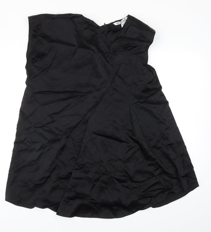 Zara Womens Black Viscose A-Line Size XS Off the Shoulder Zip - Shoulder Pads