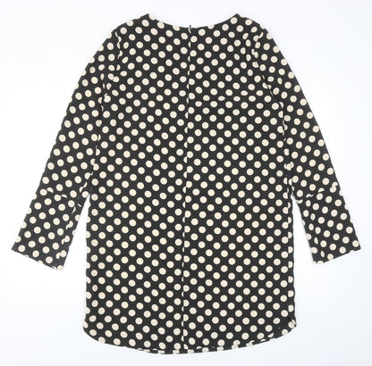 H&M Womens Black Polka Dot Polyester A-Line Size 10 Round Neck Zip