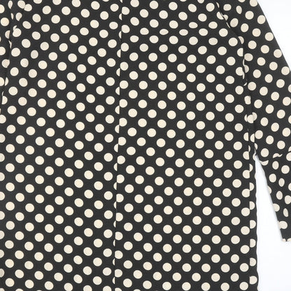 H&M Womens Black Polka Dot Polyester A-Line Size 10 Round Neck Zip