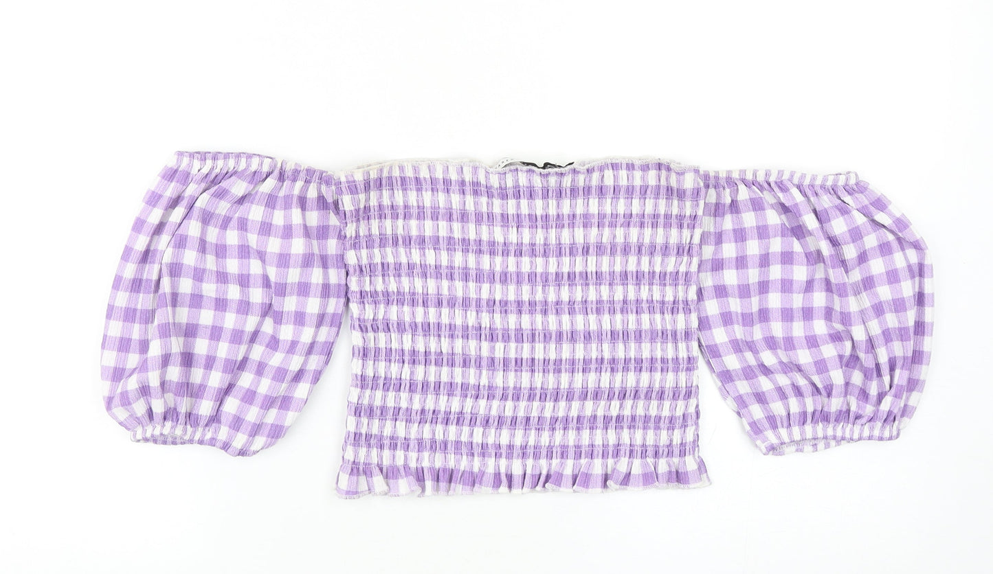 Womens UK Size 8 Warehouse Purple Cropped Blouse
