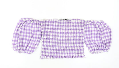 Womens UK Size 8 Warehouse Purple Cropped Blouse