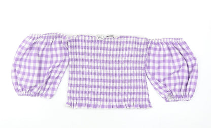 Womens UK Size 8 Warehouse Purple Cropped Blouse