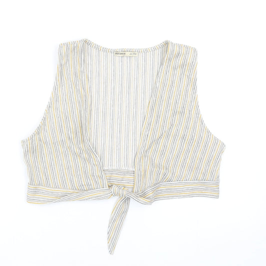 Womens UK Size XL Pull&Bear Multicoloured Cropped Tank