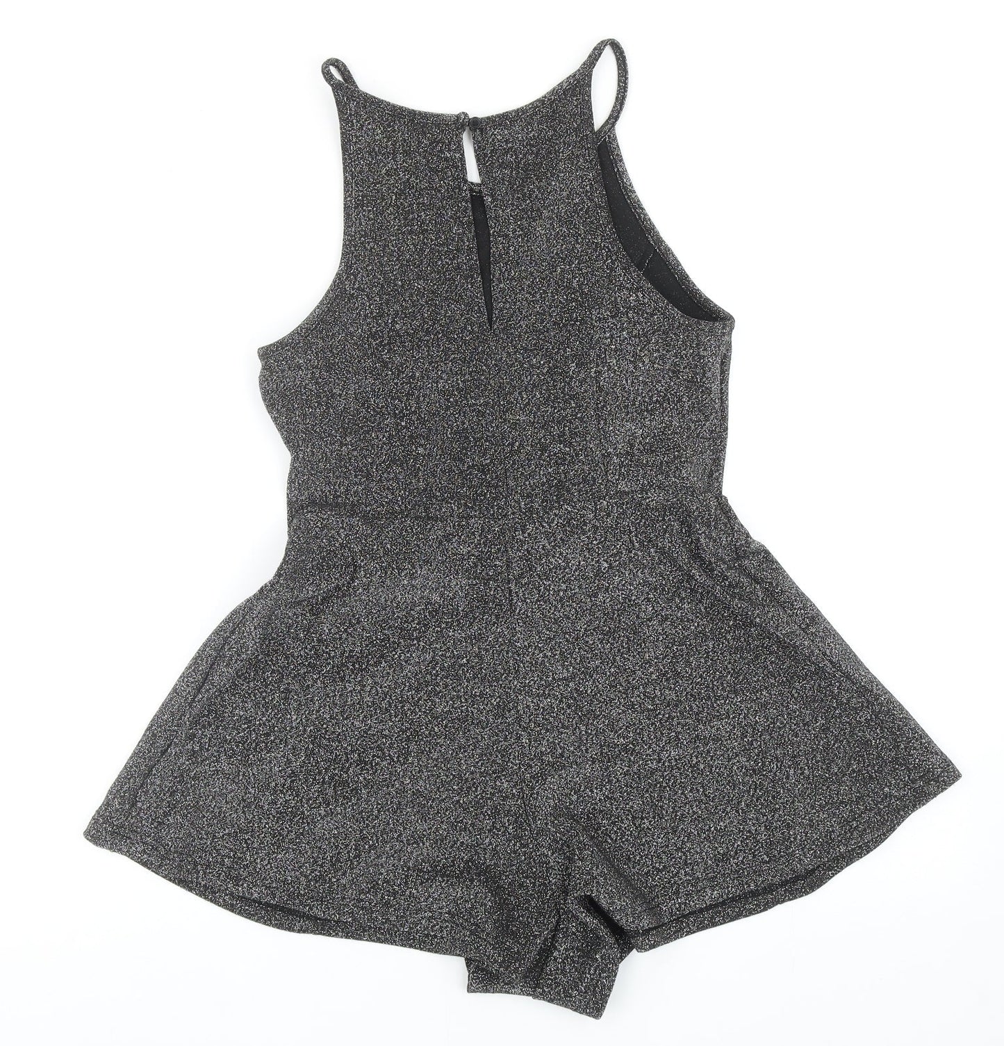 Topshop Womens Silver Polyester Playsuit One-Piece Size 10 Button