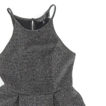 Topshop Womens Silver Polyester Playsuit One-Piece Size 10 Button