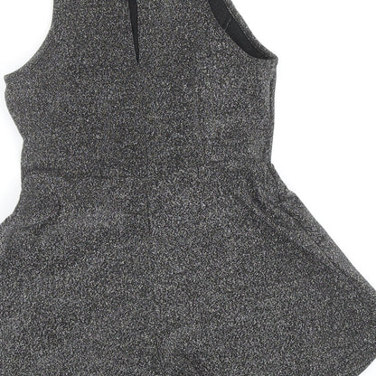 Topshop Womens Silver Polyester Playsuit One-Piece Size 10 Button