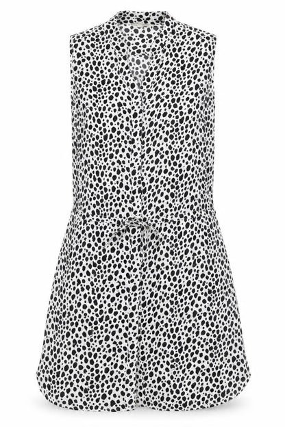 Target Collection Womens Black Geometric Viscose A-Line Size 10 V-Neck Button