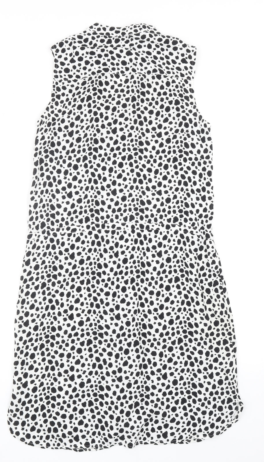 Target Collection Womens Black Geometric Viscose A-Line Size 10 V-Neck Button