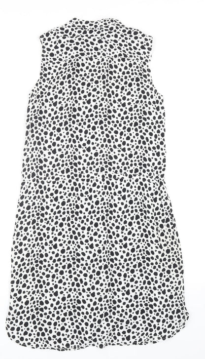 Target Collection Womens Black Geometric Viscose A-Line Size 10 V-Neck Button