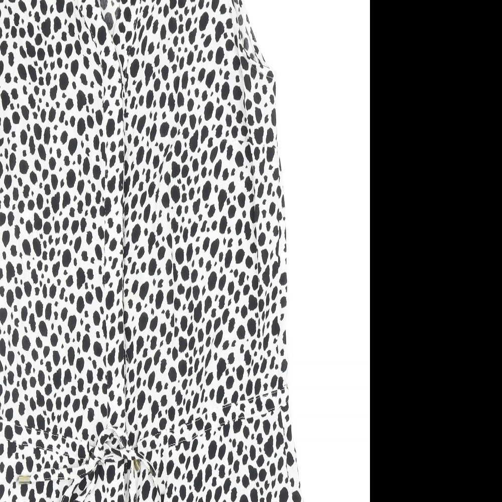 Target Collection Womens Black Geometric Viscose A-Line Size 10 V-Neck Button