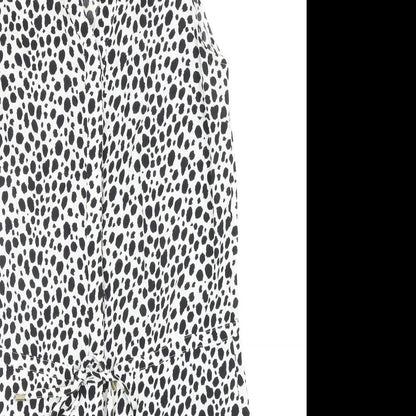 Target Collection Womens Black Geometric Viscose A-Line Size 10 V-Neck Button