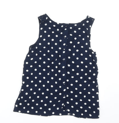 George Womens Blue Polka Dot Viscose Basic Tank Size 12 Round Neck