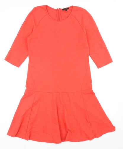 ESMARA Womens Red Cotton Trapeze & Swing Size S Round Neck Zip