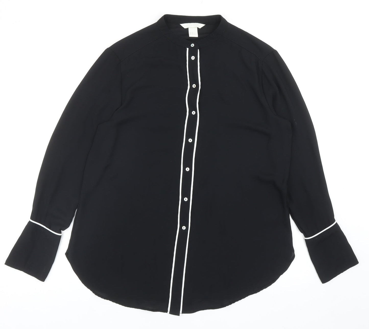 Womens UK Size 12 H&M Black Basic Button-Up