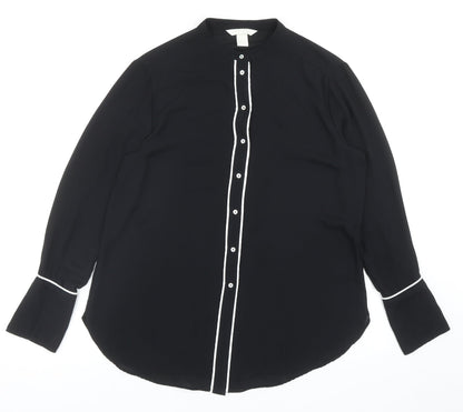 Womens UK Size 12 H&M Black Basic Button-Up