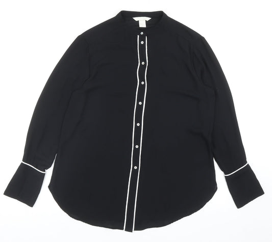 Womens UK Size 12 H&M Black Basic Button-Up