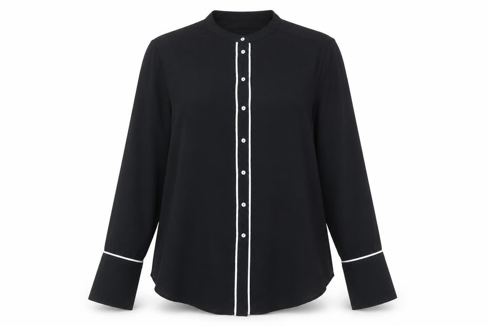 Womens UK Size 12 H&M Black Basic Button-Up