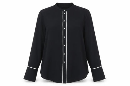 Womens UK Size 12 H&M Black Basic Button-Up
