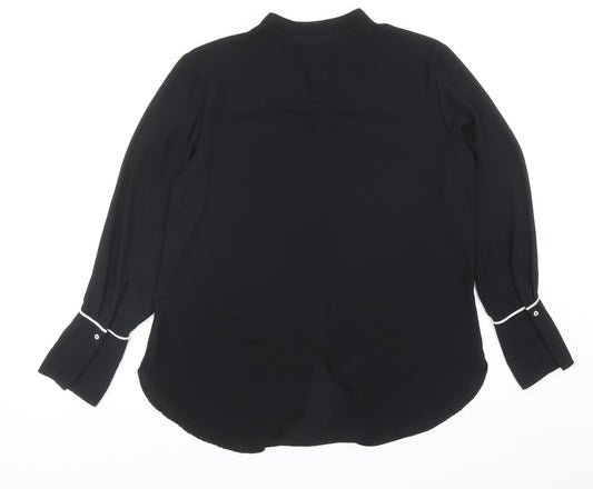Womens UK Size 12 H&M Black Basic Button-Up