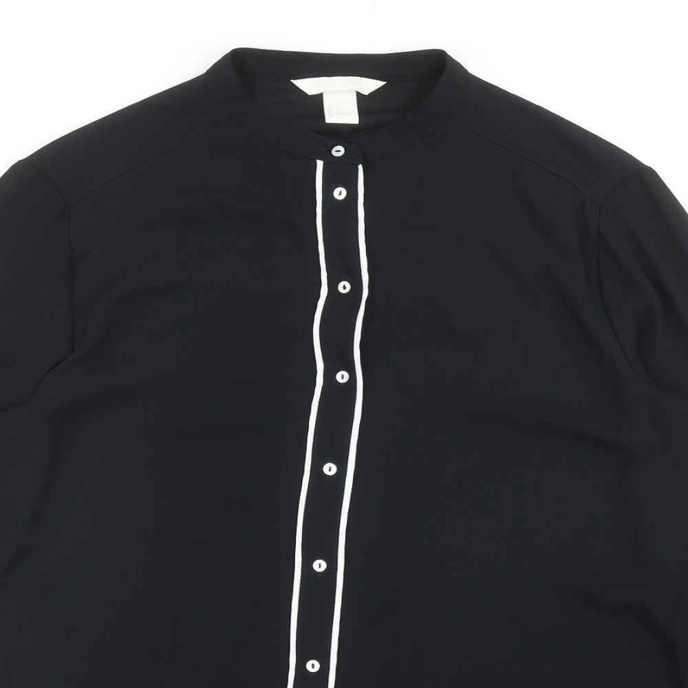 Womens UK Size 12 H&M Black Basic Button-Up