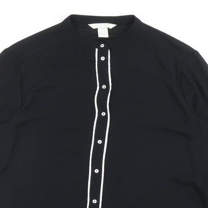 Womens UK Size 12 H&M Black Basic Button-Up