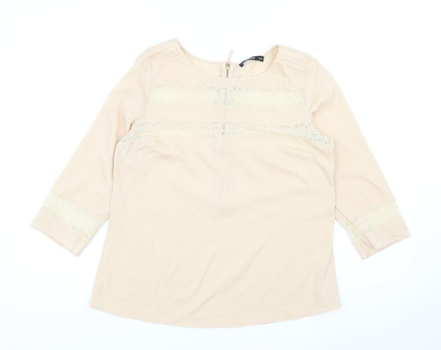 Womens UK Size 12 Oasis Beige Basic Blouse