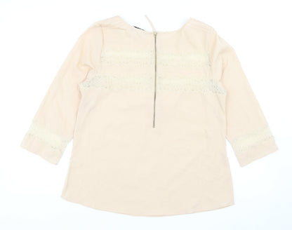Womens UK Size 12 Oasis Beige Basic Blouse