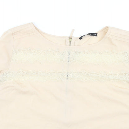 Womens UK Size 12 Oasis Beige Basic Blouse