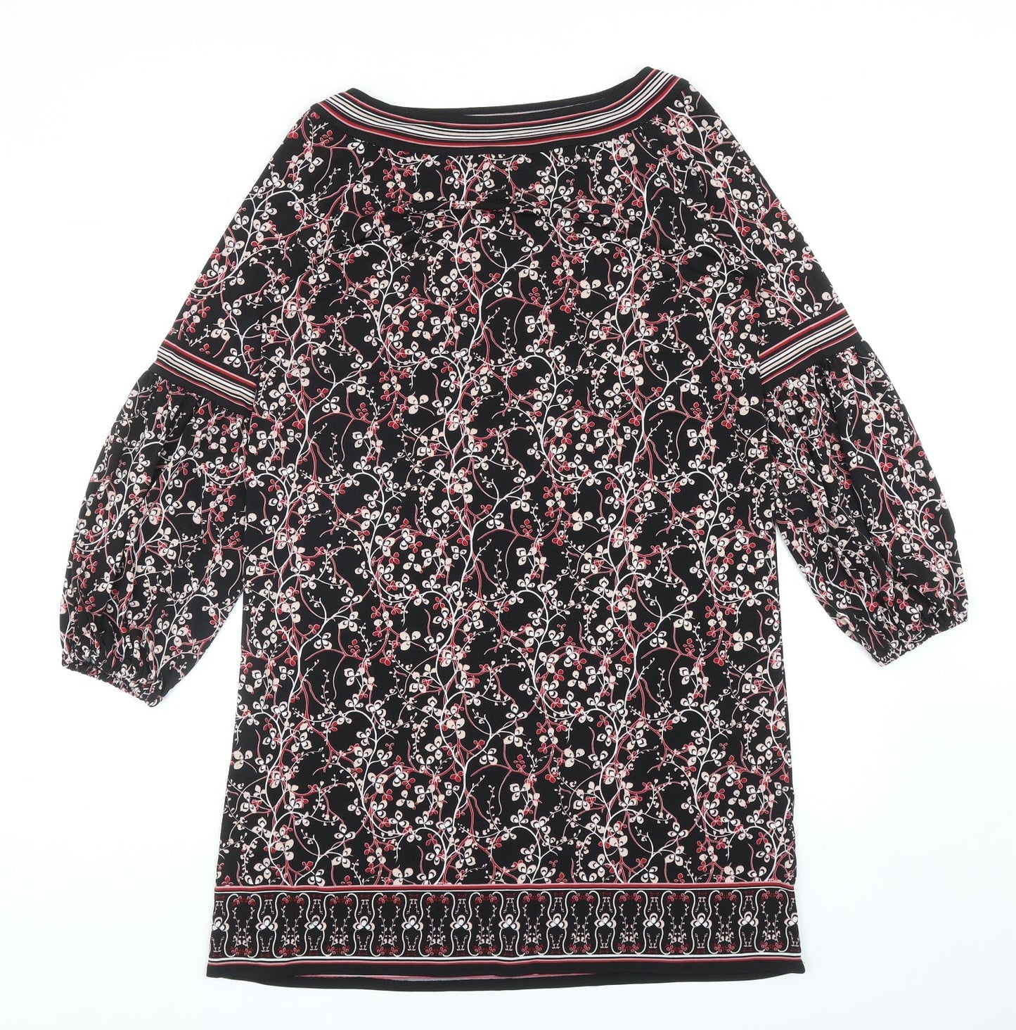 Max Studio Womens Black Geometric Polyester Shift Size M Boat Neck Pullover