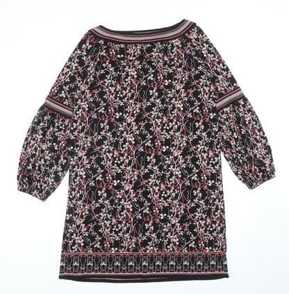 Max Studio Womens Black Geometric Polyester Shift Size M Boat Neck Pullover