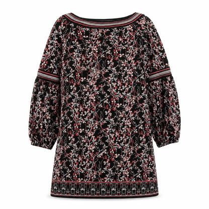 Max Studio Womens Black Geometric Polyester Shift Size M Boat Neck Pullover