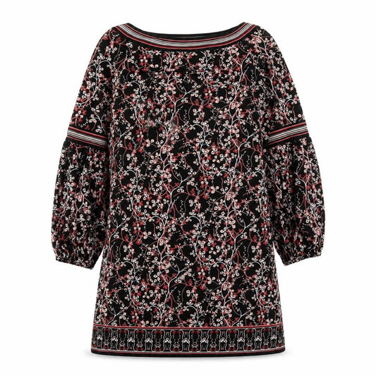 Max Studio Womens Black Geometric Polyester Shift Size M Boat Neck Pullover