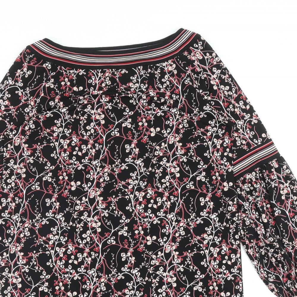 Max Studio Womens Black Geometric Polyester Shift Size M Boat Neck Pullover