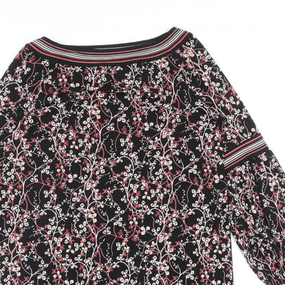 Max Studio Womens Black Geometric Polyester Shift Size M Boat Neck Pullover