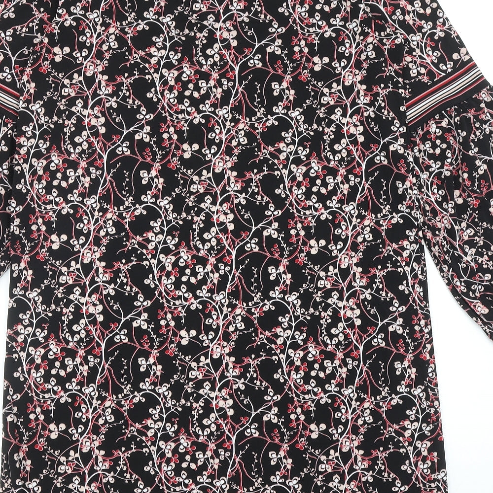 Max Studio Womens Black Geometric Polyester Shift Size M Boat Neck Pullover