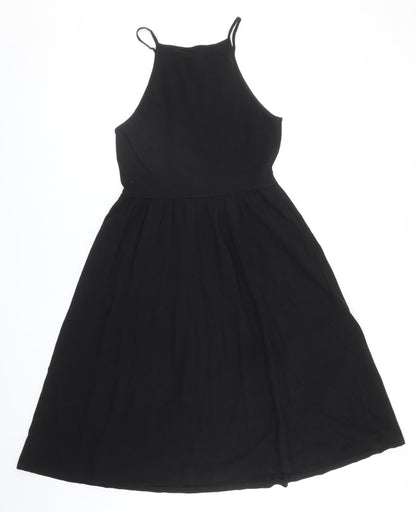 ASOS Womens Black Cotton Fit & Flare Size 10 Round Neck Pullover