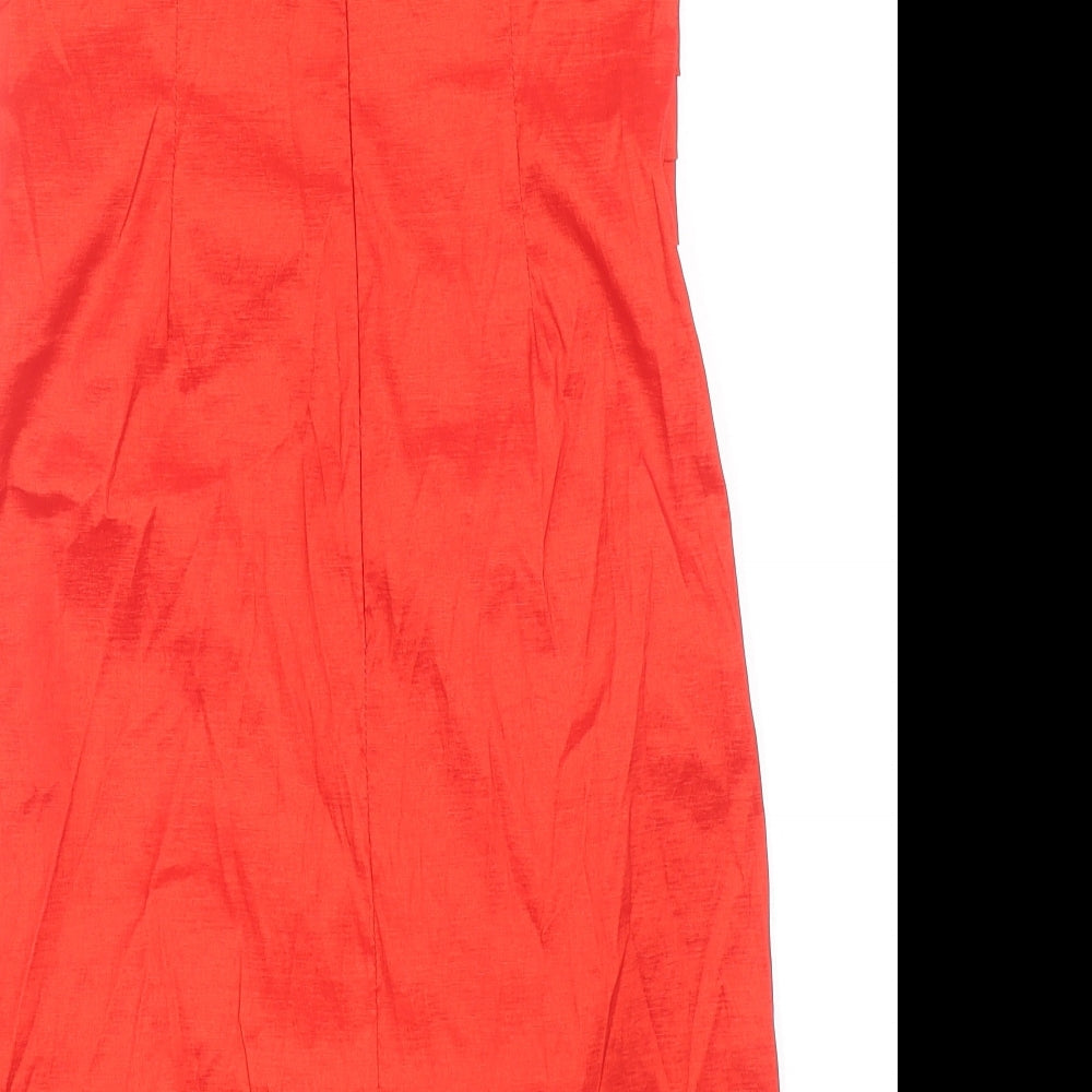 Romeo & Juliet Couture Womens Red Polyester Mini Size M Off the Shoulder Zip - Pleat Detail Flower