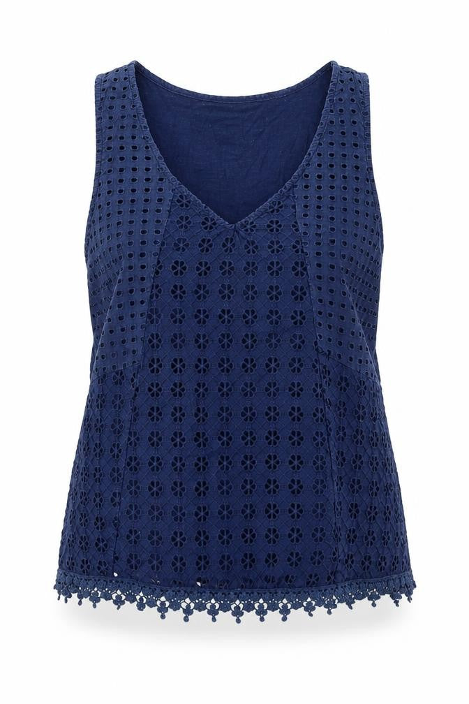 Atmosphere Womens Blue Geometric Cotton Basic Tank Size 12 V-Neck