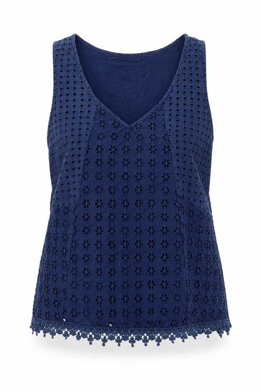 Atmosphere Womens Blue Geometric Cotton Basic Tank Size 12 V-Neck