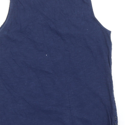 Atmosphere Womens Blue Geometric Cotton Basic Tank Size 12 V-Neck