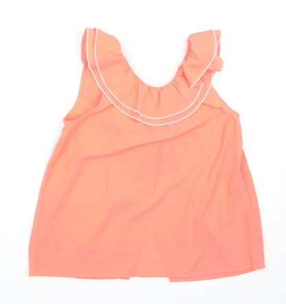 Outside The Lines Girls Pink Polyacrylate Fibre Basic Blouse Size 13 Years Scoop Neck Button