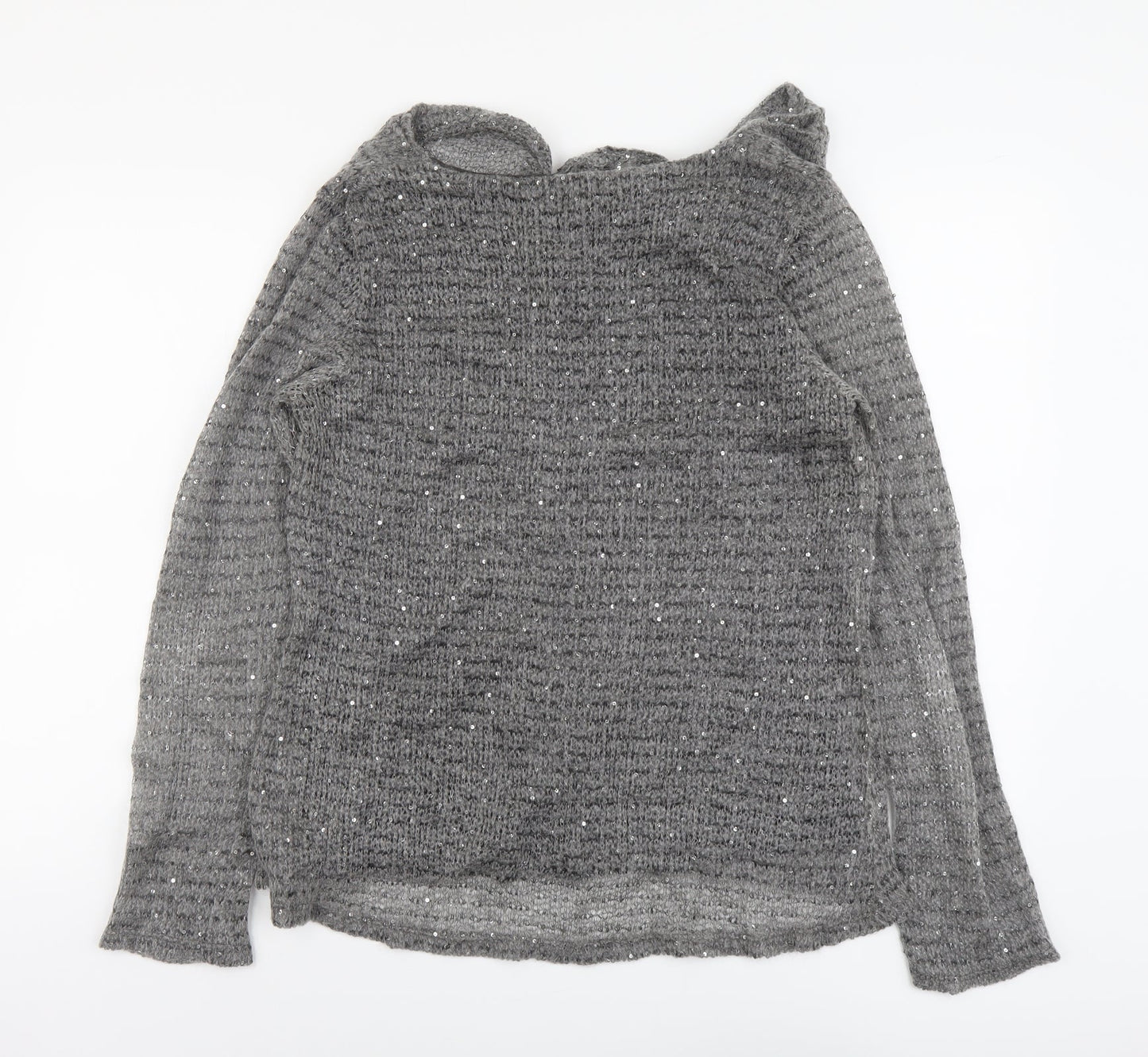 Karlotta Womens Grey Cowl Neck Acrylic Pullover Jumper Size L