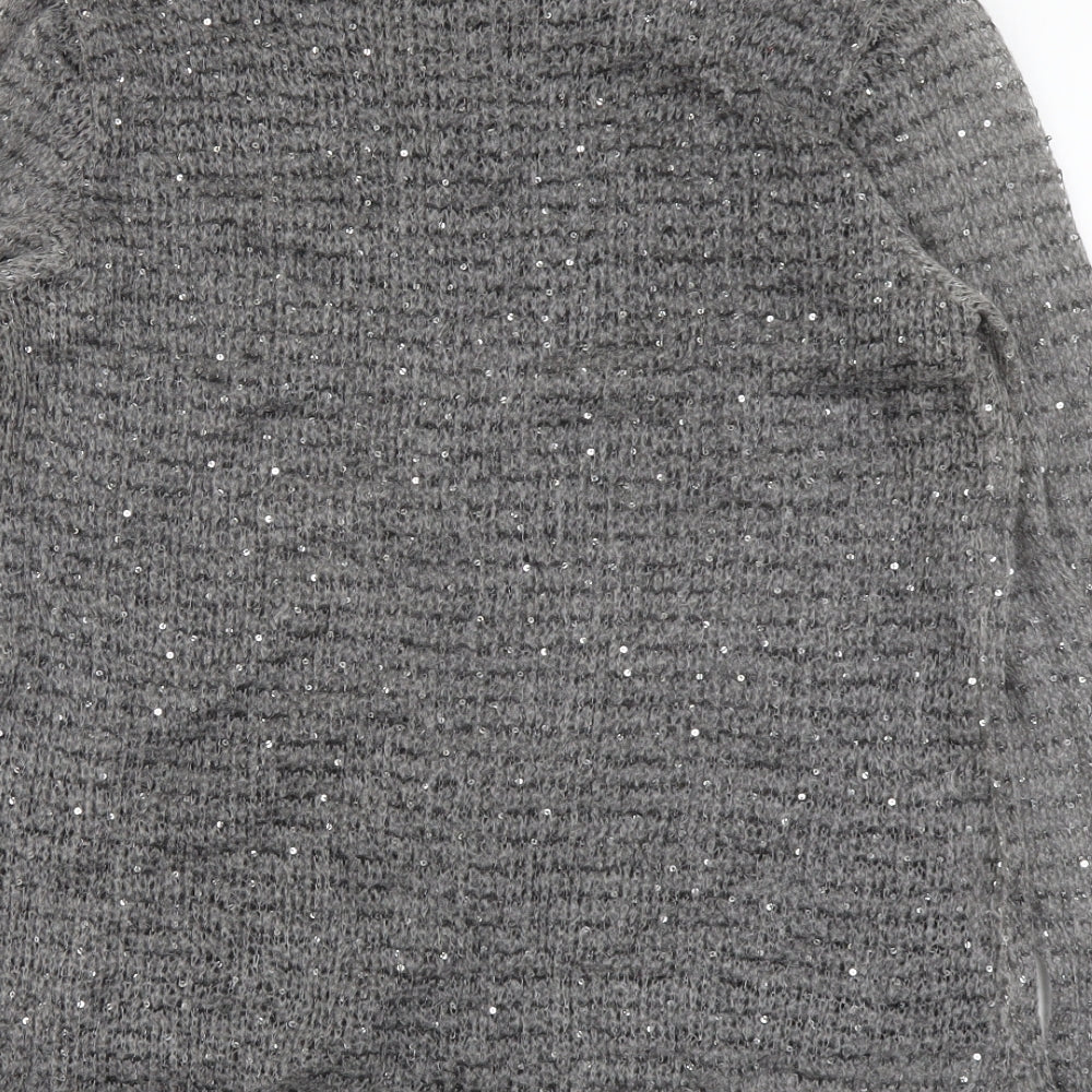 Karlotta Womens Grey Cowl Neck Acrylic Pullover Jumper Size L