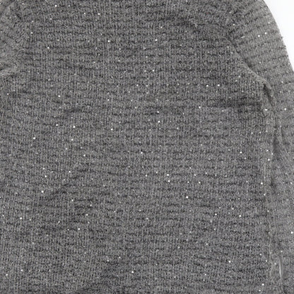Karlotta Womens Grey Cowl Neck Acrylic Pullover Jumper Size L
