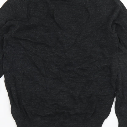 Marks and Spencer Mens Grey V-Neck Cotton Pullover Jumper Size S Long Sleeve