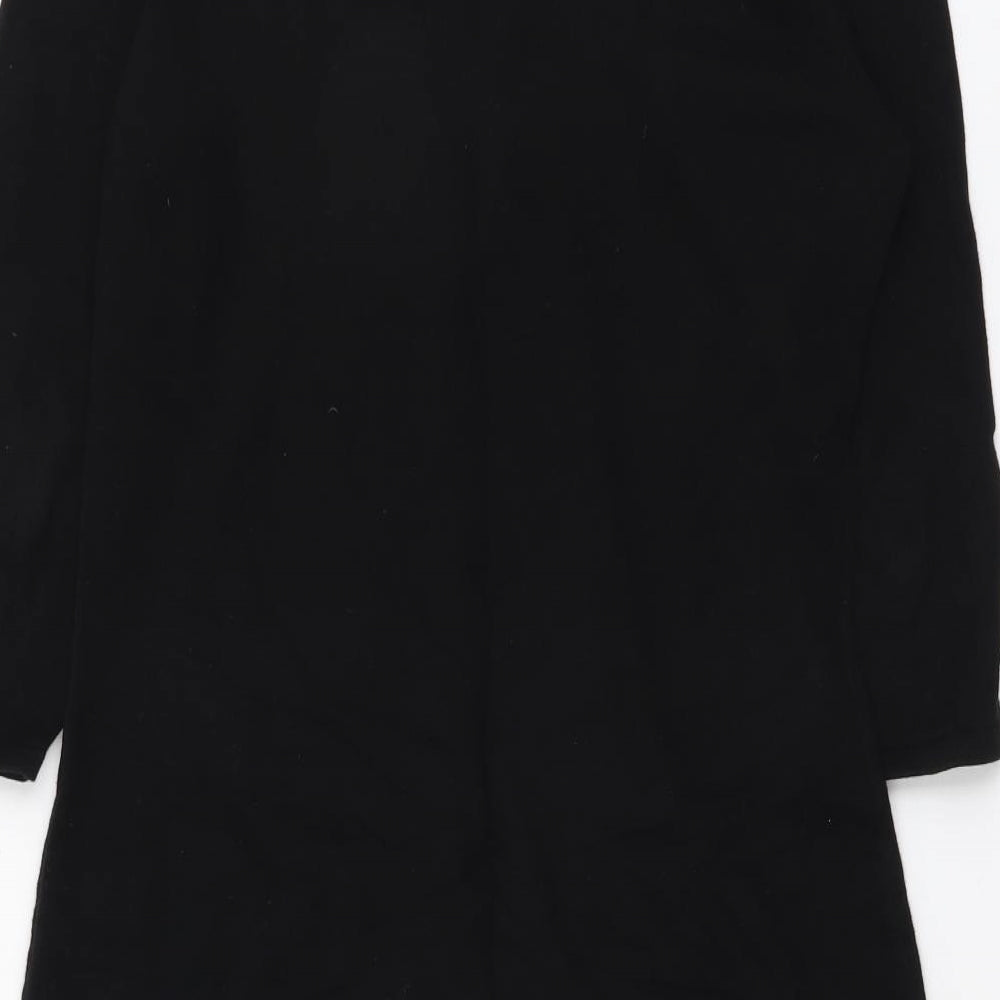 Monsoon Womens Black Floral Cotton Sheath Size 12 Boat Neck Pullover