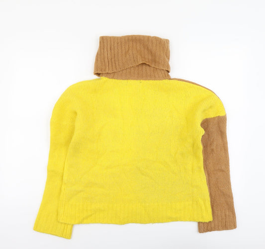 Brave Soul Womens Yellow Roll Neck Acrylic Pullover Jumper Size S